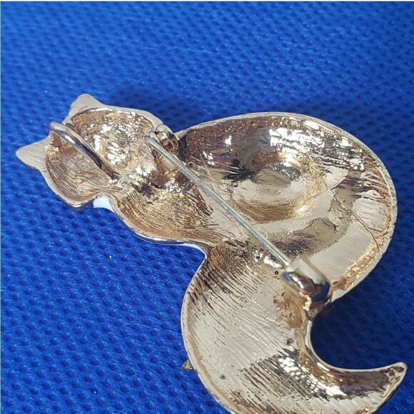 FOX Enameled Rhinestone Embellished Brooch Pin Pendant - Picture 4 of 7